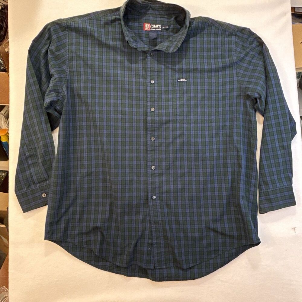 Chaps Ralph Lauren. Plaid Long Sleeve Button Down Shirt. Size XXL Excellent cond